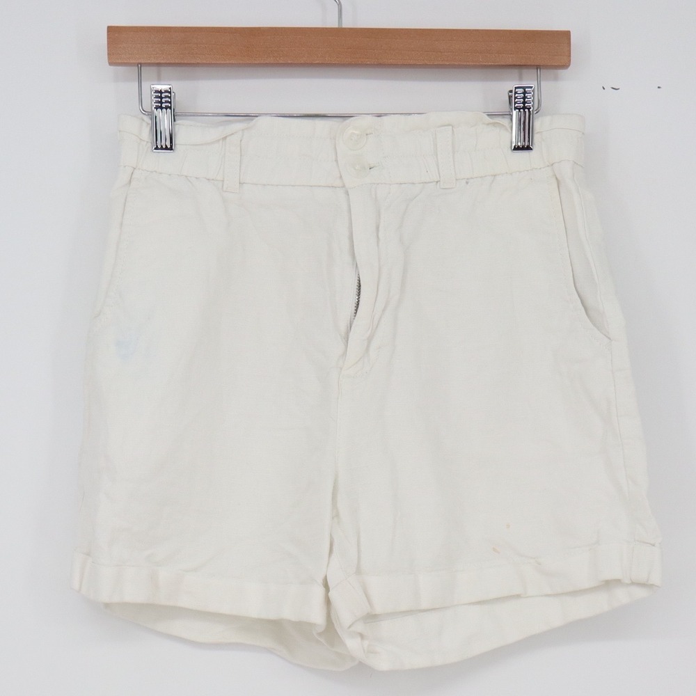 Gap Shorts Womens 4 Linen Blend White High Rise Cuffed Casual Good